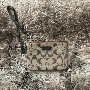 Coach Brown Monogram Canvas Wristlet